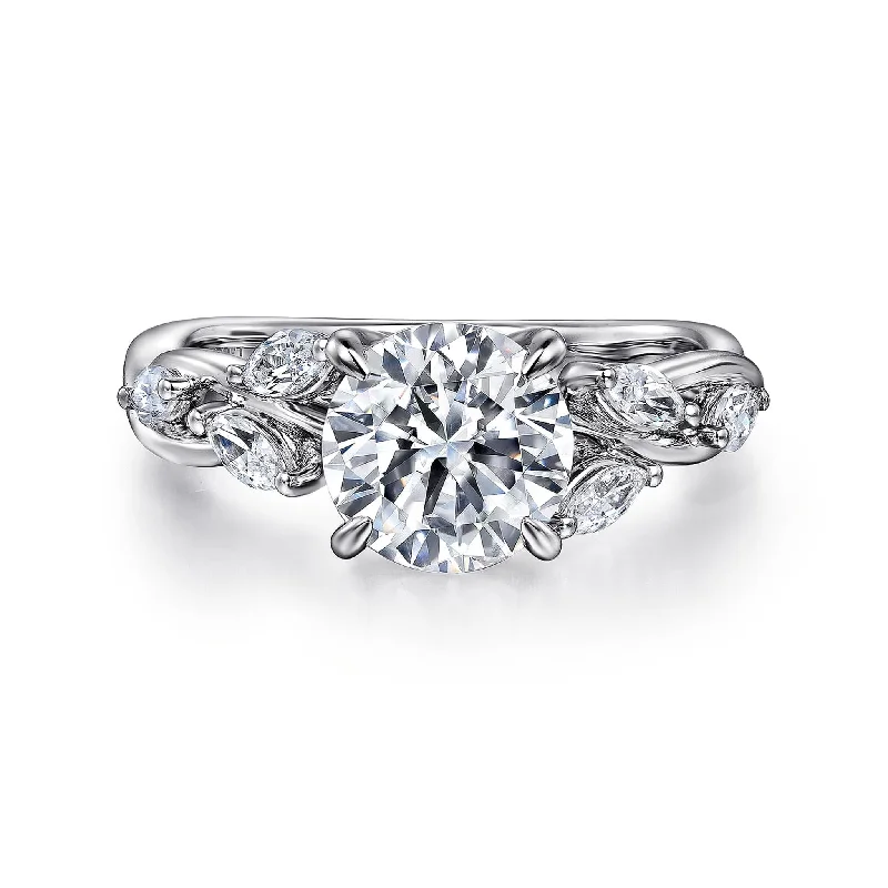 Tennis - Style Women's Diamond Rings with a Continuous Row of Diamonds for a Classic and Versatile LookGabriel - Floral Collection 14K White Gold 0.36ctw 4 Prong Style Diamond Semi-Mount Engagement Ring