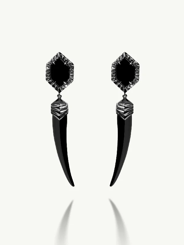 Emerald and diamond engagement ring in a vintage - inspired platinum bandAlexandria Horn Talisman Drop Earrings With Black Onyx Agate In 18K Blackened Gold