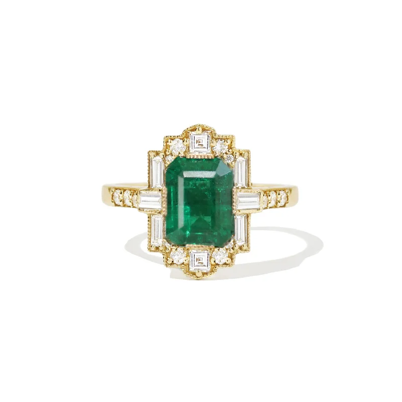 Men's Opal Engagement Rings in 10K Gold with a Milgrain - Trimmed BandEmerald Deco Emerald Cut Diamond Mosaic Ring