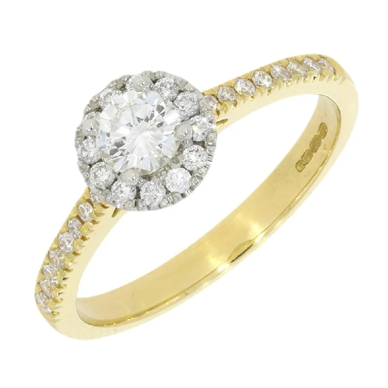 Cluster - Style Women's Diamond Rings with Multiple Small Diamonds Arranged in a Stunning Pattern18ct Yellow Gold and Platinum Brilliant Cut 0.28ct Diamond Halo Cluster Ring