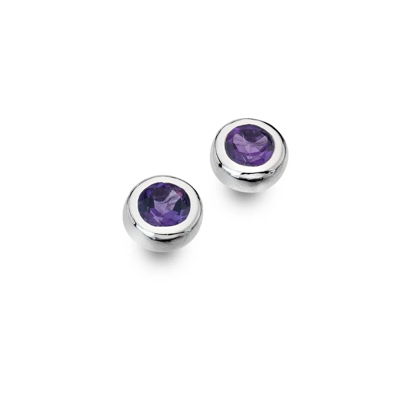 Glow - in - the - Dark Star Stud Earrings for a Mysterious and Night - Time - Friendly AccessorySterling Silver and Amethyst Round Stud Earrings