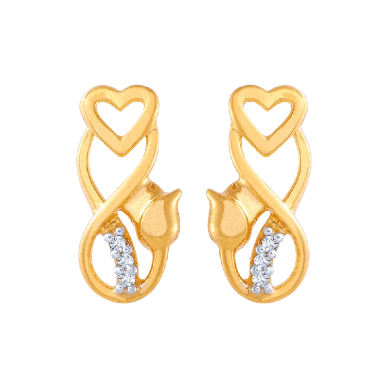 Cluster - Style Women's Diamond Rings with Multiple Small Diamonds Arranged in a Stunning Pattern14KT (585) Yellow Gold And American Diamond Stud Earrings For Women