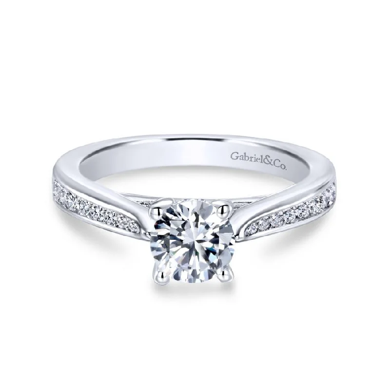 Three - stone diamond engagement ring in rose gold, symbolizing past, present, and futureHannah Engagement Ring Setting