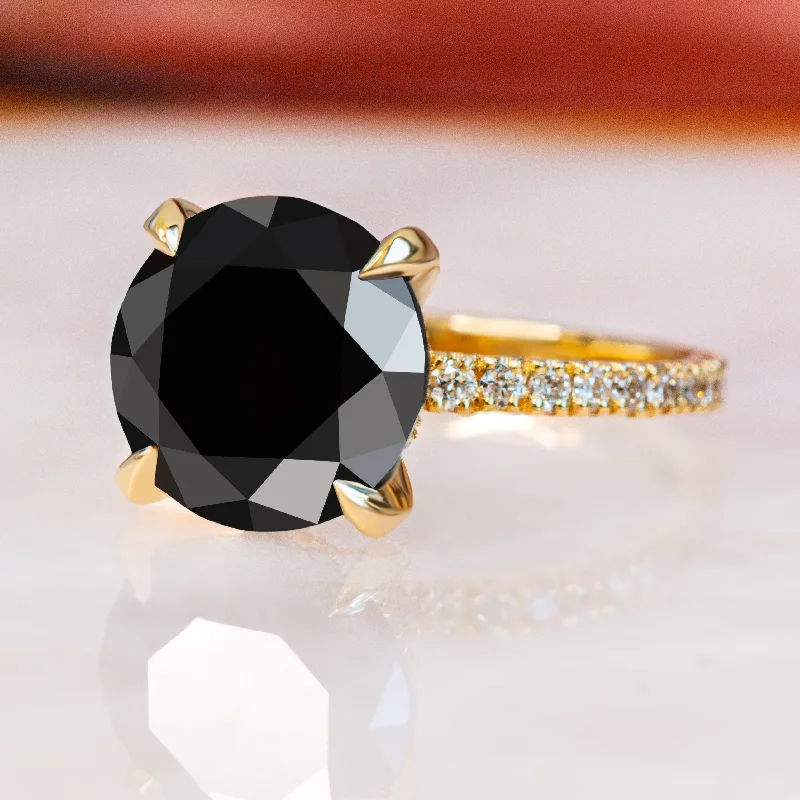 Cushion - Cut Women's Diamond Rings in Platinum with a Soft and Romantic AppearanceGravastar- 5.14 Carats Natural Black Diamond Round Engagement Ring