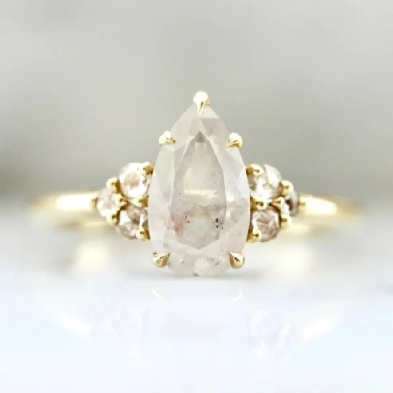 Pear - Shaped Women's Diamond Rings in Yellow Gold with a Single - Diamond Pendant LookMoon Bay Icy Pear Cut Diamond Ring