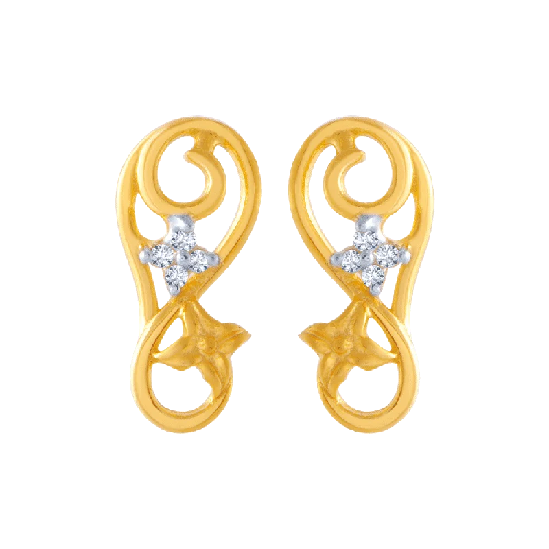 Signature - Design Women's Diamond Rings with a Brand - Specific Pattern and High - Quality Diamonds14KT (585) Yellow Gold And American Diamond Stud Earrings For Women