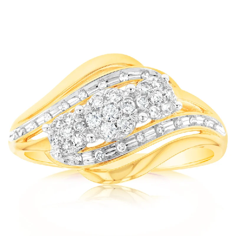 Women's Solitaire Diamond Rings with Round - Cut Diamonds and Platinum Settings for an Elegant EngagementLuminesce Lab Grown 9ct Yellow Gold 1/4 Carat Diamond Ring