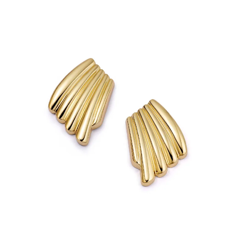 Vintage - Inspired Filigree - Worked Stud Earrings in Gold - Tone for an Antique AestheticPolly Sayer Oversized Wave Stud Earrings 18ct Gold Plate