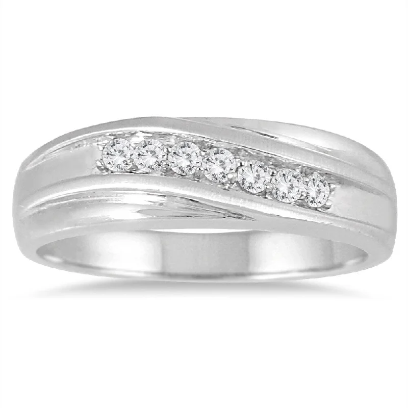 Tennis - Style Women's Diamond Rings with a Continuous Row of Diamonds for a Classic and Versatile Look1/4 Carat TW Diamond Men's Ring in 10K White Gold