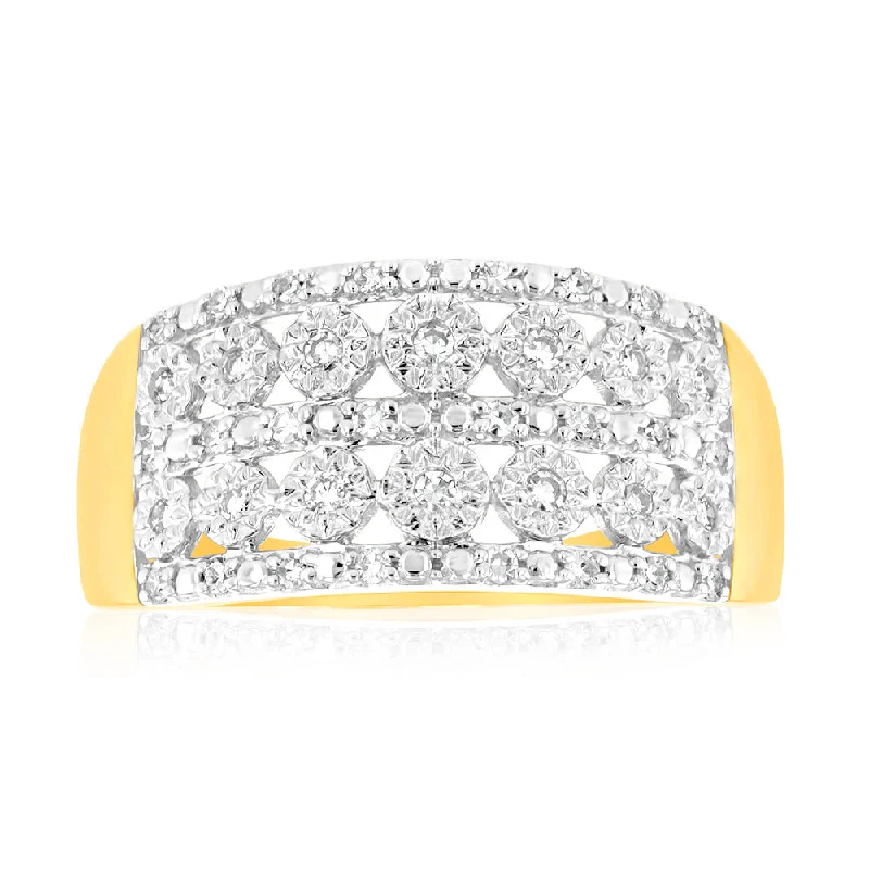 Marquise - Cut Women's Diamond Rings in Palladium for a Unique and Elongated ShapeLuminesce Lab Grown 1/6 Carat Diamond Ring in 9ct Yellow Gold