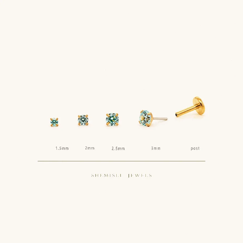 Matte - Finish Titanium Hexagon Stud Earrings for a Sleek and Contemporary StyleTiny Aquamarine Gold Threadless Flat Back Earrings, Nose Stud, March Birthstone, 20,18,16ga, 5-10mm, Surgical Steel SS605 SS606 SS607 SS608