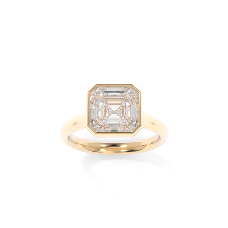 Men's Emerald Engagement Rings with 14K Yellow Gold and Vintage - Style FiligreeGwen Solitaire Asscher