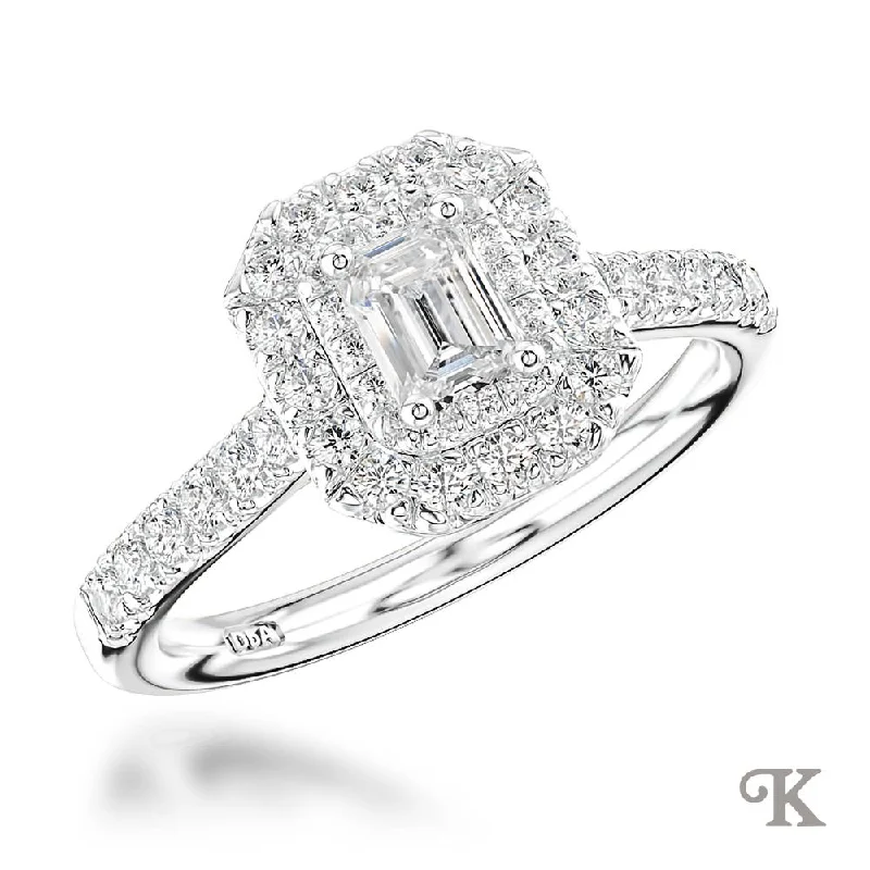 Men's Topaz Engagement Rings in 10K Gold with a Channel - Set Diamond BandSkye Duo Emerald Halo