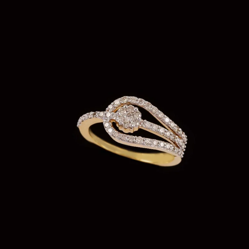 Marquise - Cut Women's Diamond Rings in Palladium for a Unique and Elongated Shape14K YG Cluster Diamond Ring-1pc