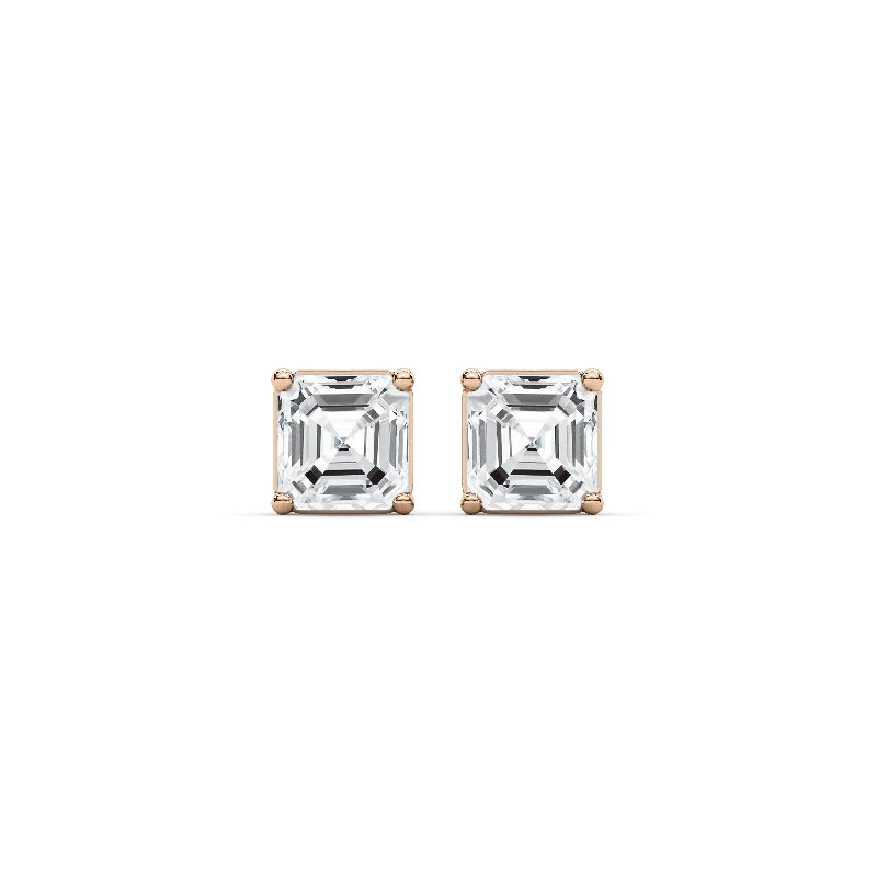 Rose Gold - Tone Geometric - Patterned Stud Earrings for a Modern and Trendy LookSquare Emerald Cut Stud Earrings