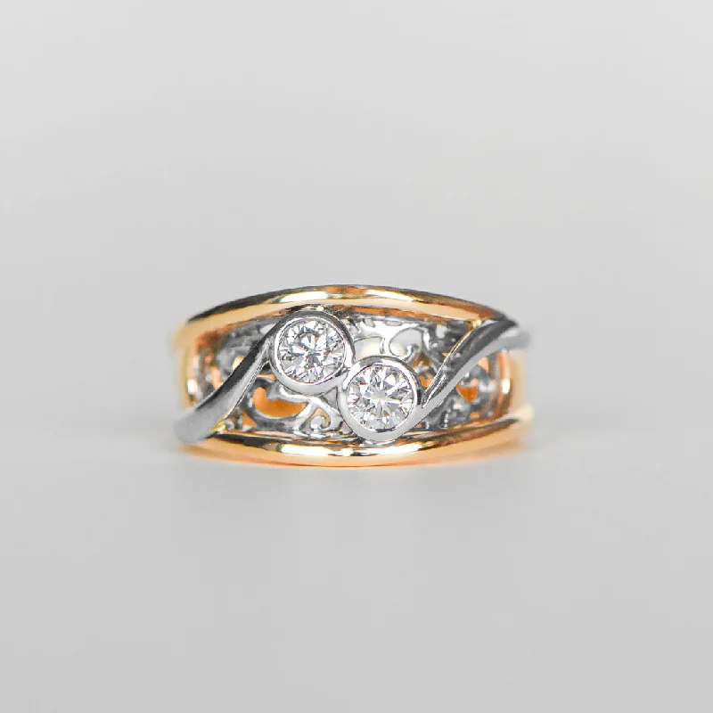 Adjustable Women's Diamond Rings with a Flexible Band for a Comfortable and Custom FitFiligree Detailed Wide Diamond Ring