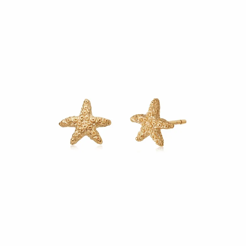 Cubic Zirconia - Encrusted Flower Stud Earrings in Pink for a Girly and Glamorous AccessoryStarfish Stud Earrings 18ct Gold Plate