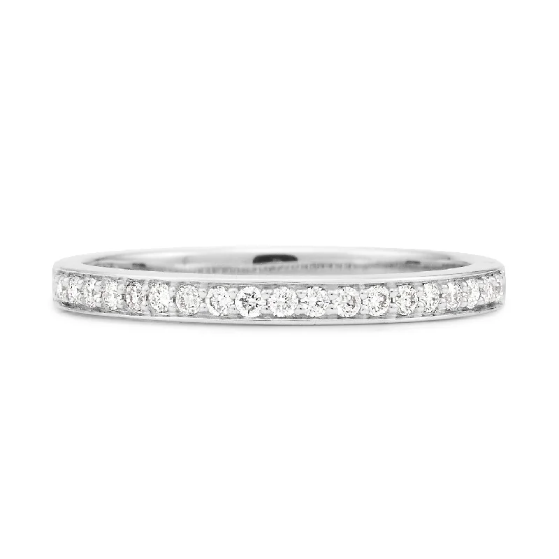 Women's Diamond Rings with Opal Inlays and Diamond Accents for a Mysterious and Iridescent Look9ct White Gold Bead Set Band