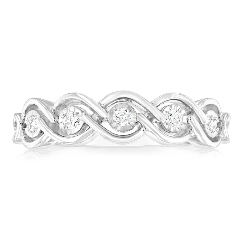 Adjustable Women's Diamond Rings with a Flexible Band for a Comfortable and Custom FitLuminesce Lab Grown Sterling Silver in 5 Diamonds Ring