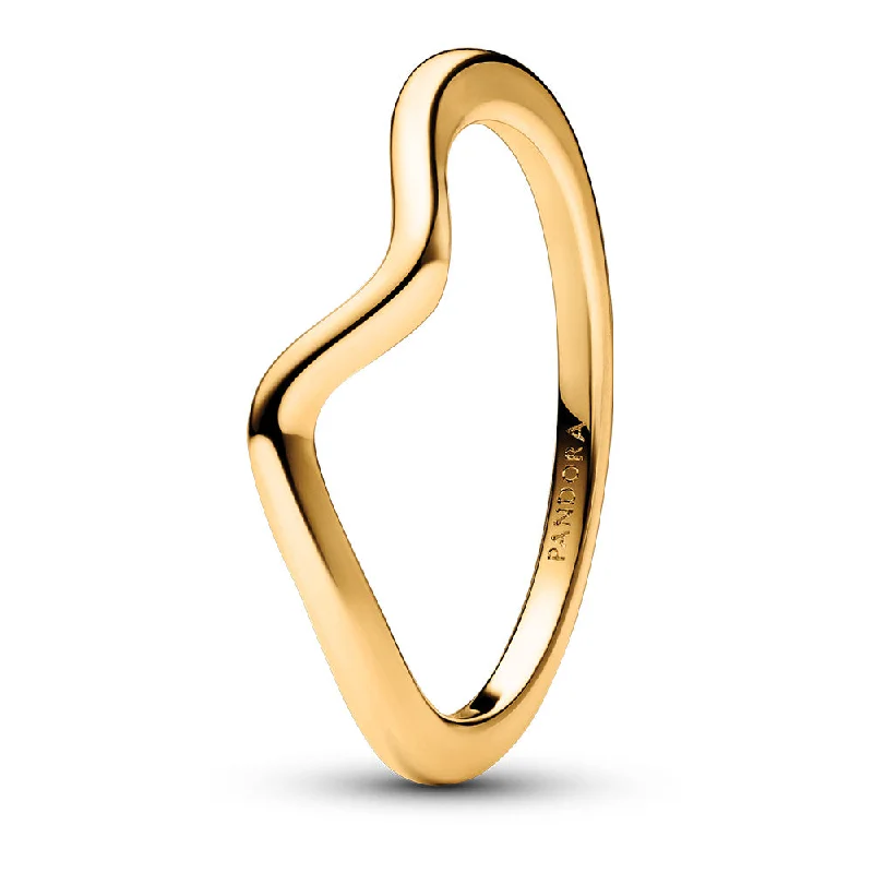 Chunky Fashion Rings in Copper with Geometric Patterns for a Bold AccessoryWave 14K Gold-Plated Ring