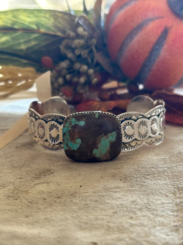 Vintage - Inspired Women's Cuff Bracelets with Filigree Work for a Retro AppealSouthwest Made #8 Turquoise & Sterling Silver Cuff Bracelet