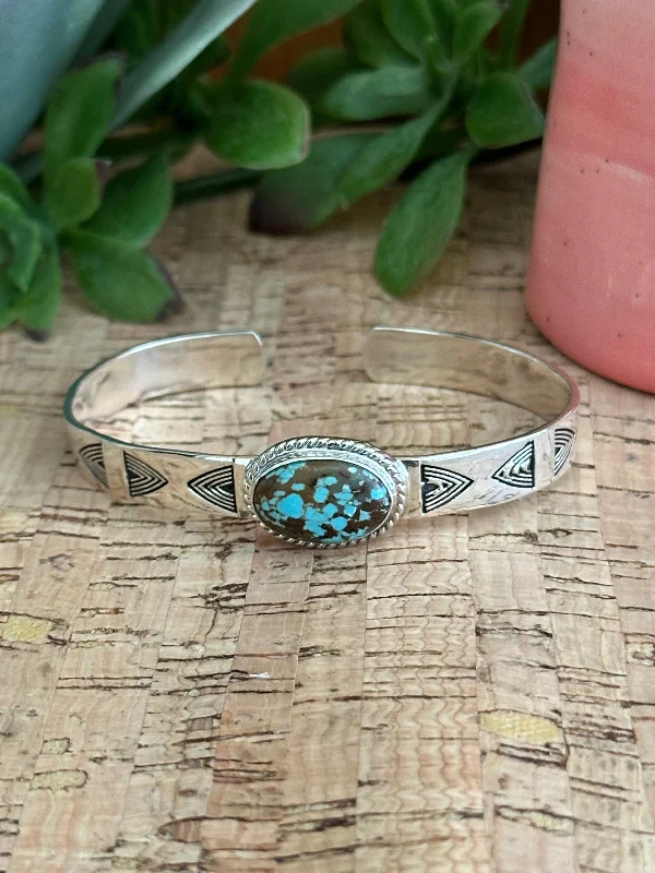 Women's Stainless Steel Cuff Bracelets with Geometric Designs for a Modern and Minimalist StyleSouthwest Made #8 Turquoise & Sterling Silver Cuff Bracelet