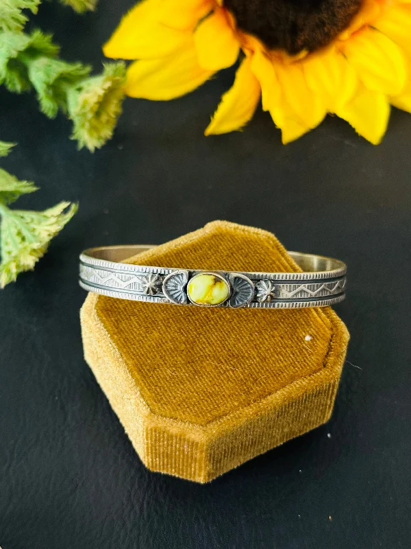 Leather - and - Metal Combo Women's Cuff Bracelets in Rustic Brown for a Western StyleFrancis Yazzie Palomino Variscite and Sterling Silver Cuff Bracelet