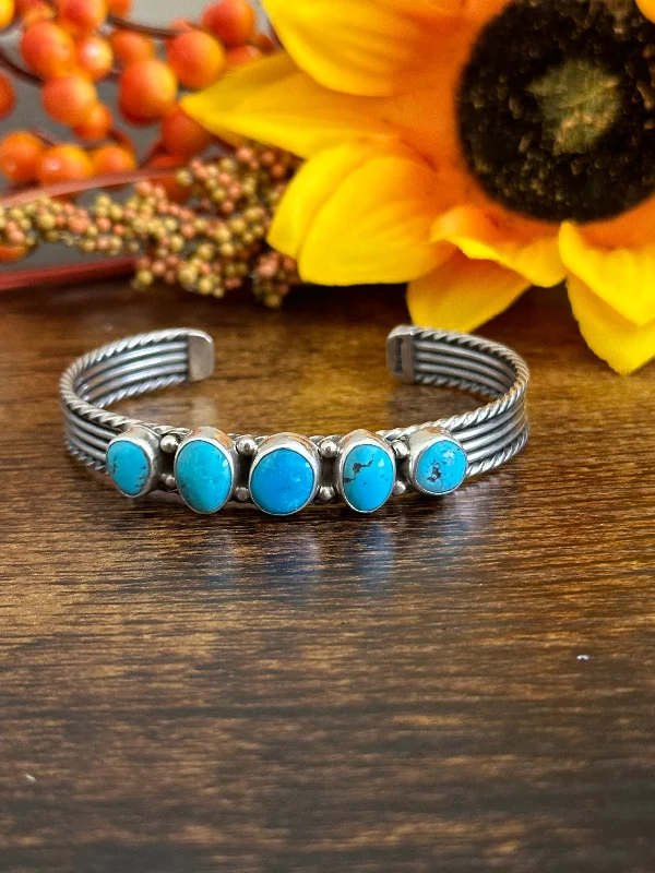 Women's Beaded Cuff Bracelets in Bohemian Style with Multiple Colors for a Summer LookNavajo Made Kingman Turquoise & Sterling Silver Cuff Bracelet