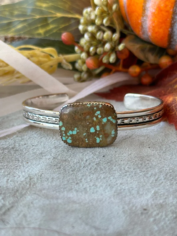 Women's Cuff Bracelets with Celtic Knot Patterns for a Mysterious and Cultural AppealSouthwest Made #8 Turquoise & Sterling Silver Cuff Bracelet