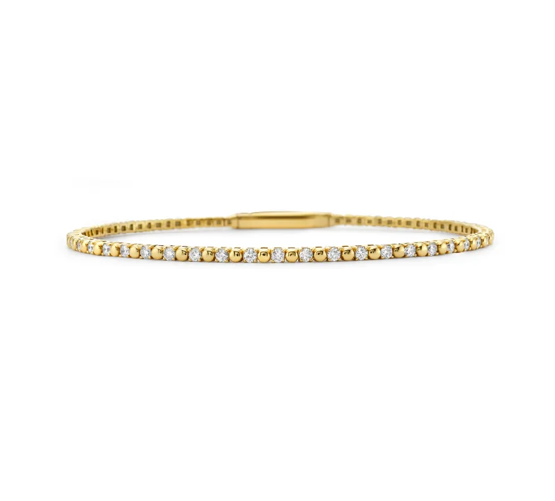 Clear Crystal - Embellished Bangles for a Sparkling and Elegant AppearanceGold + Diamond Alternating Flex Bangle