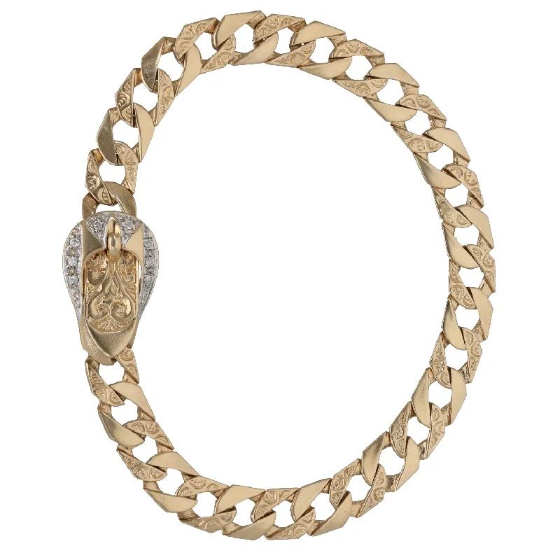 Boho - Style Bangle Bracelets with Feather and Bead Embellishments9ct Gold Cubic Zirconia Curb Bracelet