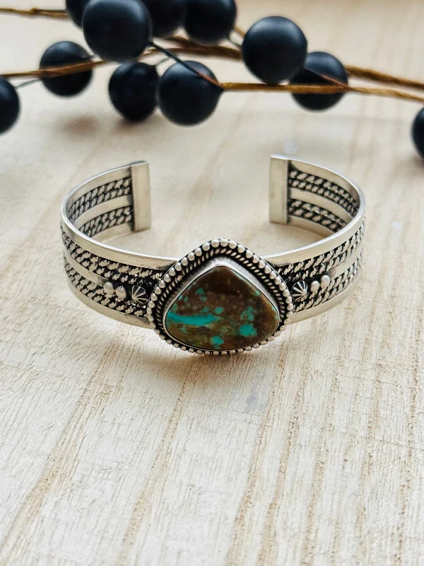 Leather - and - Metal Combo Women's Cuff Bracelets in Rustic Brown for a Western StyleSouthwest Made Kingman Turquoise & Sterling Silver Cuff Bracelet