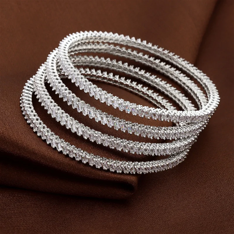 Clear Crystal - Embellished Bangles for a Sparkling and Elegant AppearanceZirconia Bangles ZBGL10170