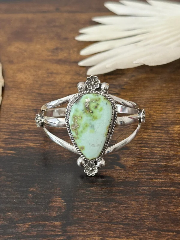 Large - Sized Women's Leather Cuff Bracelets with Studded Details for a Punk - Rock VibeSouthwest Made Palomino Variscite & Sterling Silver Cuff Bracelet