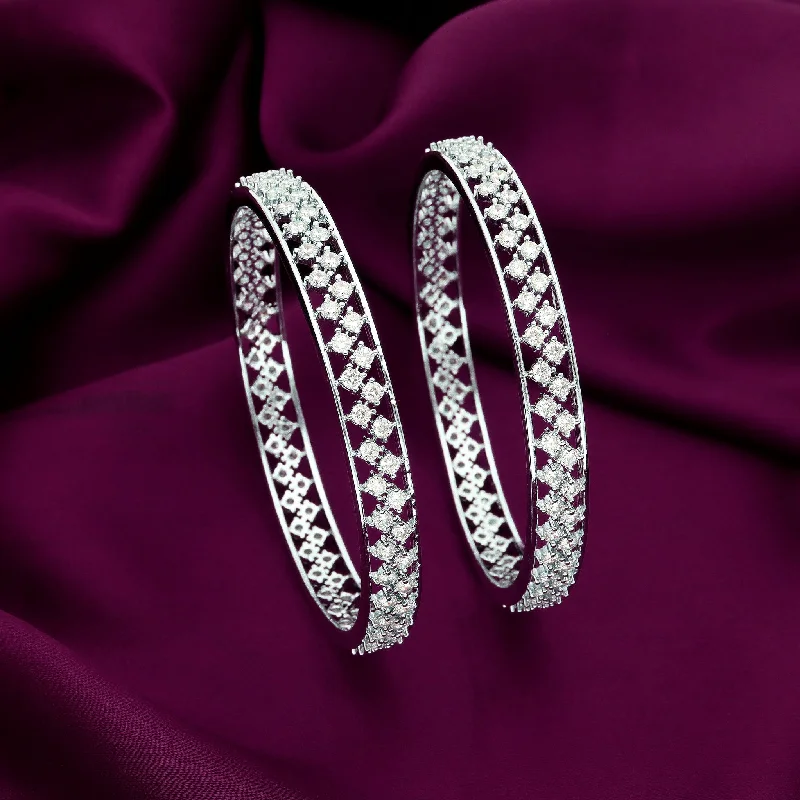 Solid Gold Bangles with Intricate Floral Engravings for a Luxurious LookDesigner Zirconia Bangles ZBGL10829