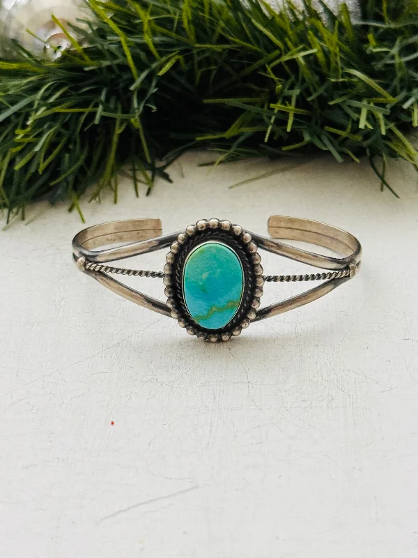 Women's Cuff Bracelets with Celtic Knot Patterns for a Mysterious and Cultural AppealNavajo Made Sonoran Mountain Turquoise & Sterling Silver Cuff Bracelet