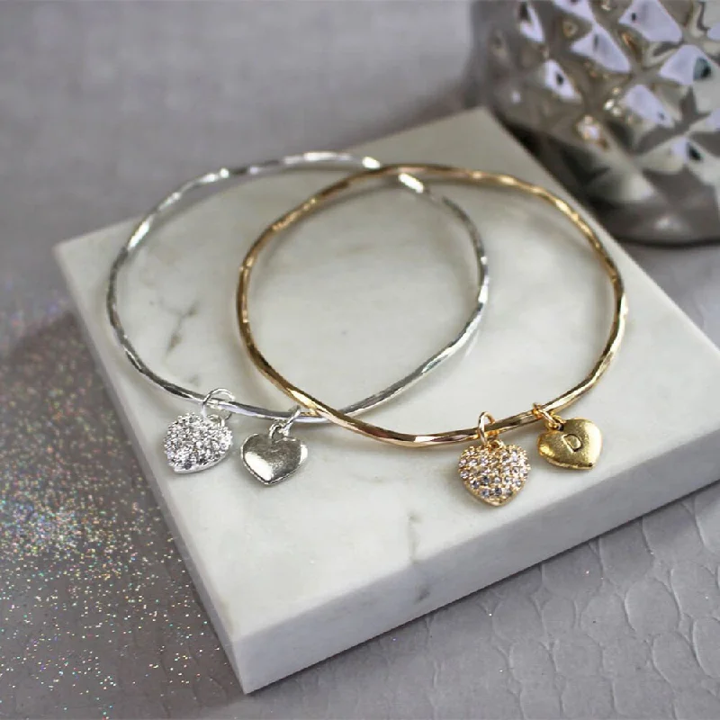 Leather - Wrapped Bangles with Studded Details for a Rock - Chic VibeDiamante Personalised Heart Bangle