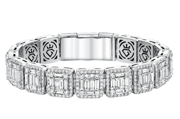 Solid Gold Bangles with Intricate Floral Engravings for a Luxurious LookIllusion Tennis Bracelet