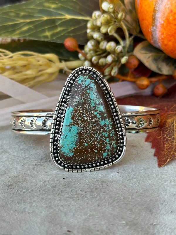 Vintage - Inspired Women's Cuff Bracelets with Filigree Work for a Retro AppealSouthwest Made #8 Turquoise & Sterling Silver Cuff Bracelet