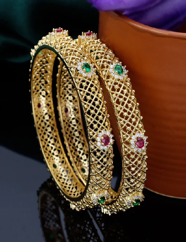 Handmade Bangle Bracelets with Polymer Clay Designs for a Personal TouchDesigner Zircon Gold Plated Bangles ZBGL10934