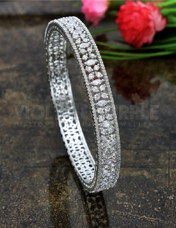 Plus Size Women's Wide Bangle Bracelets in Matte Finish for a Statement PieceZircon Designer Bangles zbgl10888