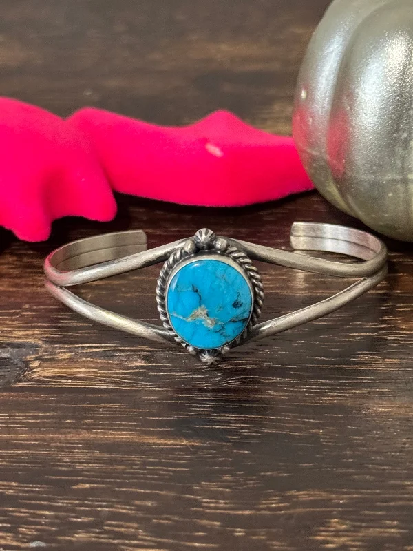 Large - Sized Women's Leather Cuff Bracelets with Studded Details for a Punk - Rock VibeDave Skeets Blue Ridge Turquoise & Sterling Silver Cuff Bracelet