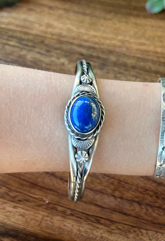 Women's Cuff Bracelets with Celtic Knot Patterns for a Mysterious and Cultural AppealBetta Lee Lapis & Sterling Silver Cuff Bracelet