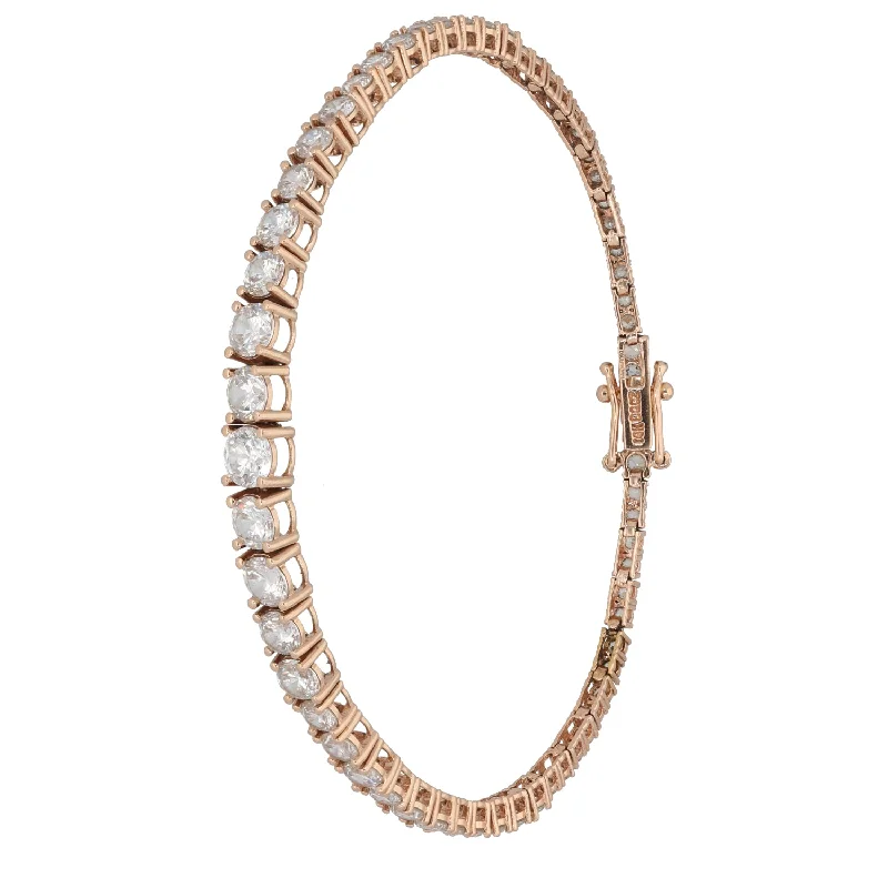 Leather - Wrapped Bangles with Studded Details for a Rock - Chic Vibe14ct Rose Gold Cubic Zirconia Line/Tennis Bracelet