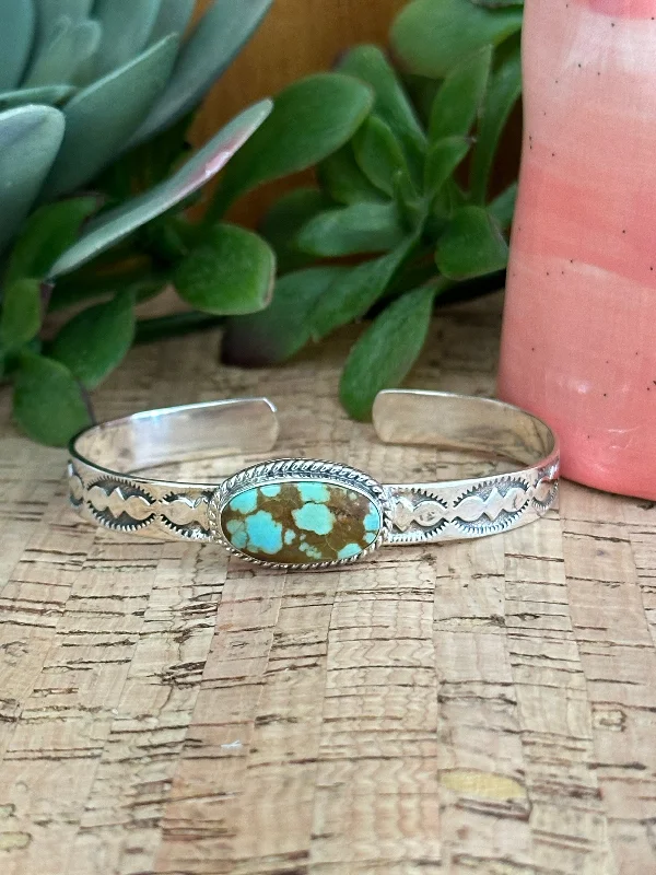 Women's Cuff Bracelets with Personalized Initials or Names for a Customized GiftSouthwest Made #8 Turquoise & Sterling Silver Cuff Bracelet