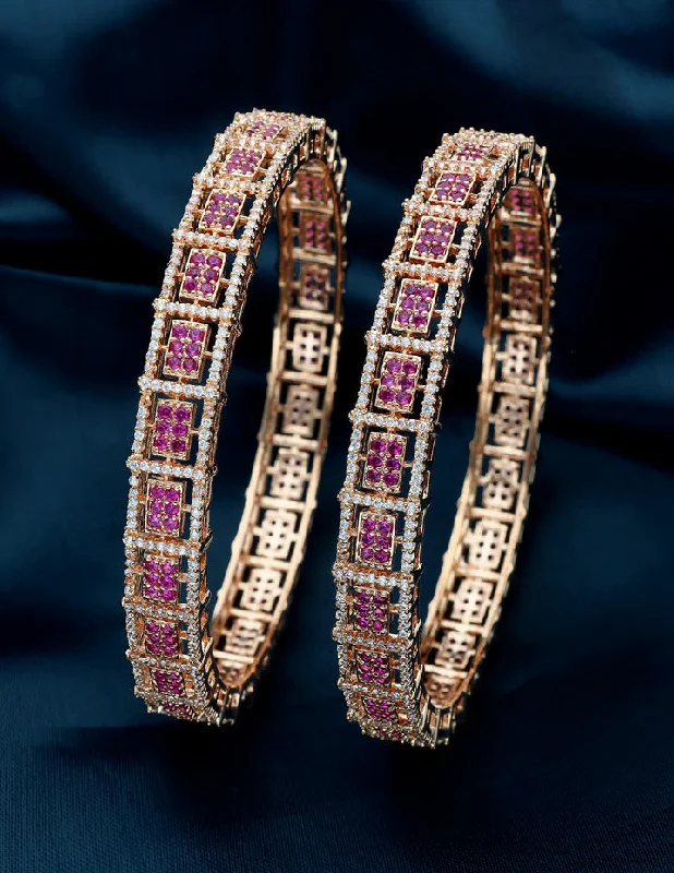 Vintage - Inspired Bangle Bracelets with Filigree and Rhinestone AccentsDesigner Zirconia Bangles ZBGL10879