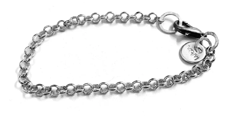 Pearl - Adorned Bangle Bracelets with Delicate Silver ChainsMedium silver chain bracelet