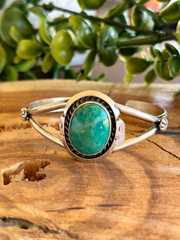 Women's Sterling Silver Cuff Bracelets with Engraved Floral Patterns for a Romantic LookAugustine Largo Kingman Turquoise & Sterling Silver Cuff Bracelet