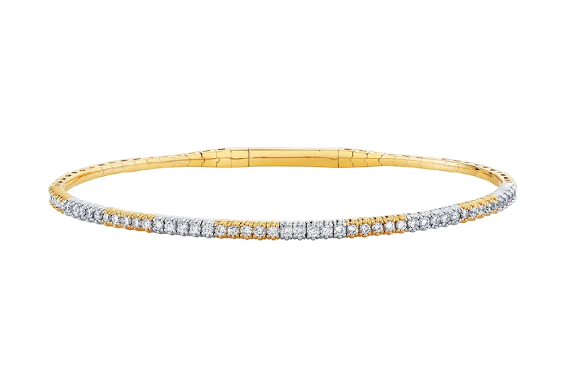 Clear Crystal - Embellished Bangles for a Sparkling and Elegant AppearanceTwo Tone Flex Bangle