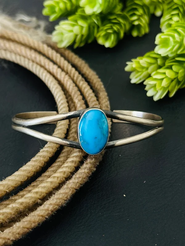 Women's Cuff Bracelets with Celtic Knot Patterns for a Mysterious and Cultural AppealDave Skeets Kingman Turquoise & Sterling Silver Cuff Bracelet